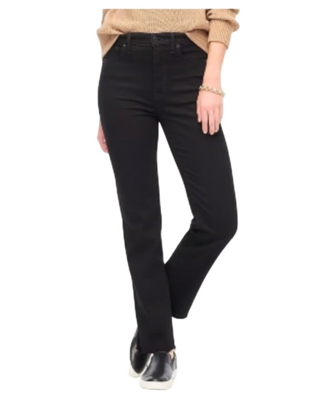J.Crew Black Stovepipe Frayed Hem Jeans Size 28 Cotton Blend Straight-Leg